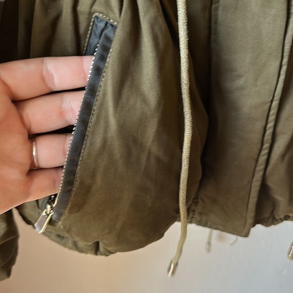 ZARA TRAFALUC Olive Green Faux Fur Outerwear Jacket - Picture 6 of 9